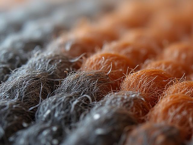 地熱に着想を得た織物のマクロ写真、豊かな質感と自然な色合い